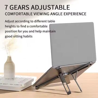 Foldable & Portable Laptop Stand for Desk, Light Weight Alloy Silicon, Ergonomic Aluminum Riser with 7 Adjustable Heights, Compatible with Laptop 10-16' and Tablet - color: meteoric lime