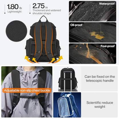mixi Travel Backpack for Women Men, 18 Inch Carry On Laptop Backpack Flight Approved fits 16'' Laptop, Lightweight Waterproof Hiking Backpack Travel Outdoor Business Casual Daypack, Black - color: Black