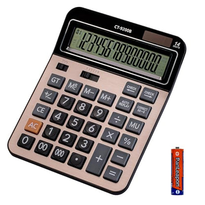 Large Computer Electronic Calculator Counter Solar & Battery Power 14 Digit Display Multi-Functional Big Button for Business Office School Calculating (HY-9200B) - color: HY-9200B