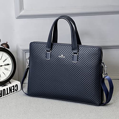 FSD.WG]Business Bag Leather Briefcase Shoulder Laptop Business Bag for Men - color: Blue