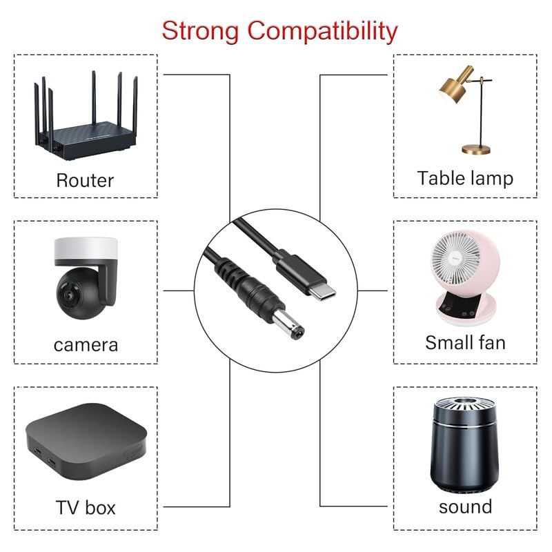 20V PD USB C to DC 5.5 x 2.1mm Security Camera Power Cable, Type C Input to DC 20V 5A Cable Made for Power Bank, LED Desk Lamp, Small Fan, Starlink Mini, Foldable Solar, CCTV IP Surveillance - style: USB C to 5.5x2.1mm - 1.5m Cable