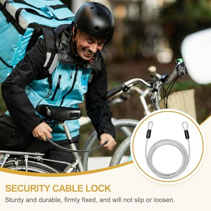 PATIKIL Security Cable Lock (3/16" Dia 8.2ft 132lb Load Capacity, Clear)(2 Pcs) Vinyl Coated Stainless Steel Flexible Wire Rope Safety Cable Luggage Lock with Double Loops - color: Clear, size: 3/16" x 8.2 ft, 132lb Load