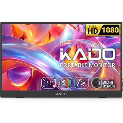 Kado 15.6 Inch 1080p FHD Ultra-Slim Laptop Monitor Second Display | IPS 1920x1080 Adjustable Kickstand, Screen Extender for PC, Mac, Tablet, Phone, Xbox, PS5, Switch USB-C & HDMI Connectivity - size: 72% sRGB