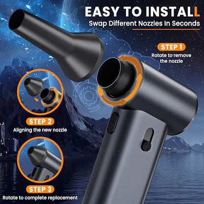 Compressed Air Duster,110,000RPM Super Power 6-Speed Adjustable Rechargeable Cordless Electric Air Duster,Mini Air Blower for PC Keyboard Car Home Cleaning