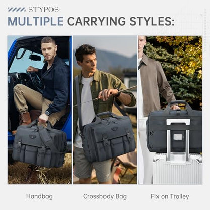 Large Tactical Laptop Bag for Men, Military 17.3 Inch Computer Bag Briefcase with Passport Wallet, Carry on Messenger Bag - color: Grey