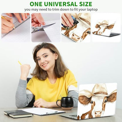 Laptop Skin Sticker Decal, Universal Protective Cover Fit 12 13 14 15.6 Inch Notebook, Reusable Water-Resistant Vinyl Decal w/ 2 Wrist Pads for Business Travel Office, Hat Cow - color: Hat Cow