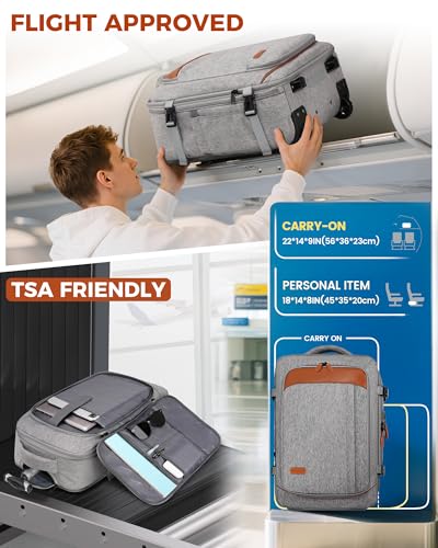 Vancropak Travel Rolling Backpack with Wheels, Airline Approved Roller Bag | Expandable Wheeled Backpack with 3 Packing Cubes, 17 Inch Roller Carry on Luggage Suitcase Laptop Bag for Men & Women, Grey - color: Grey