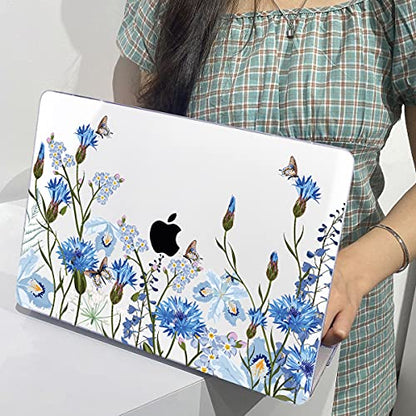 Compatible with MacBook Air 13 Inch Case 2018 2019 2020 2021 Release A2337 M1 A1932 A2179 Touch ID, Plastic Hard Case Keyboard Cover Screen Protector for Mac Air 13 M1, Tropical Blue Flowers - color: Tropical Blue Flowers