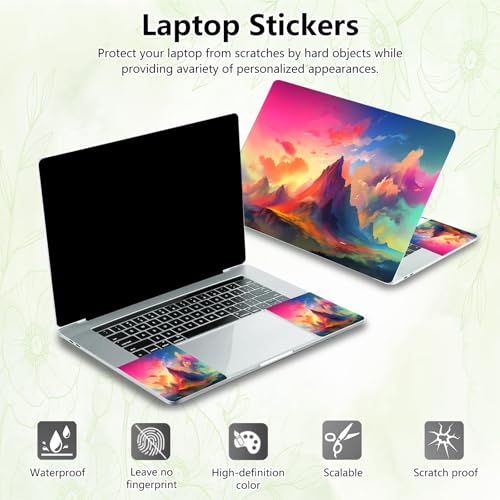Laptop Skin Sticker Decal, Universal Reusable Vinyl Laptop Cover for 12" 13" 13.3" 14" 15" 15.4" 15.6" Notebook PC, Waterproof Scratch-Resistant with 2 Wrist Pads, Easy to Apply & Remove,Art Mountains - color: Art Mountains