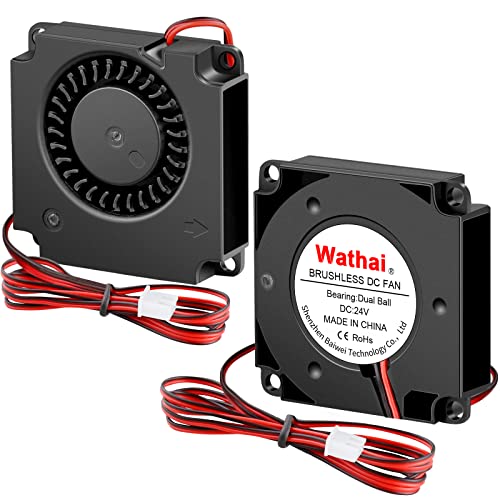 Wathai DC 4010 Blower Fan 24V Duall Ball High Speed with 1000mm/ 3.3 ft Wires 40mm x 10mm 24 Volt DC Brushless Radial Turbo Fans for Ender 3 Fan Upgrade Extruder Hot End Cooling 2 Pack - size: 40x10mm (24V Ball)