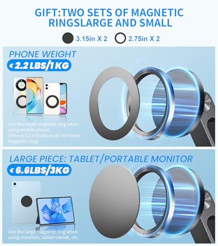 Adjustable Portable Magnetic Monitor/iPhone/Tablet Stand Magnetic Quick-Release - Foldable 10.1 10.5 11 11.6 12 12.5 15.6 17 17.3 18 18.5 inch Portable Monitor iPad Air mini Pro Samsung POS, Kindle