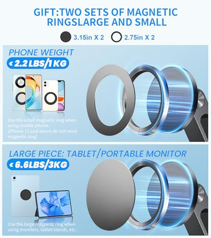 Adjustable Portable Magnetic Monitor/iPhone/Tablet Stand Magnetic Quick-Release - Foldable 10.1 10.5 11 11.6 12 12.5 15.6 17 17.3 18 18.5 inch Portable Monitor iPad Air mini Pro Samsung POS, Kindle