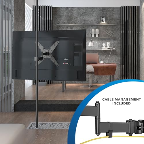 Mount-It! TV Pole Mount, Full Motion Universal TV Bracket, VESA 75x75 to 400x400, Fits TVs and Monitors 32" - 55", Clamp Fits Poles from 1.1" to 1.96", Extendable Arm, for POS, Trade Shows, Gazebo - size: 32" - 55"