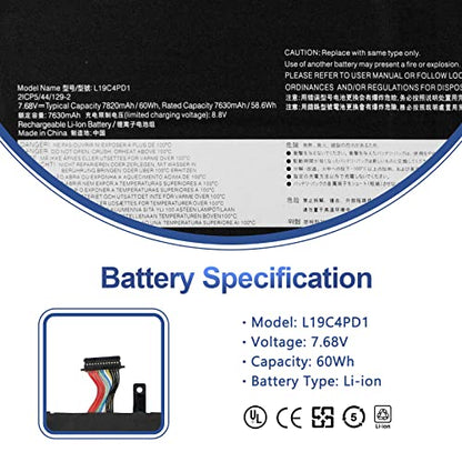 ANTIEE L19C4PD1 Laptop Battery for Lenovo Ideapad Yoga 6-13ARE05 6-13ALC6 Yoga C640-13IML LTE Series L19D4PD1 5B10U65274 5B10W67329 5B10U65275 5B10W67385 SB10W67395 SB10W67360 60Wh 7820mAh