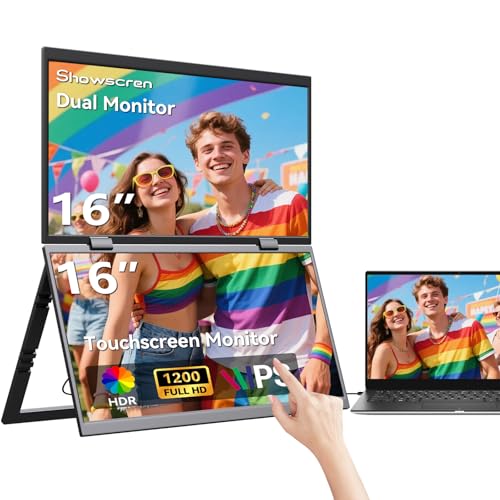 16 Inch Dual Touchscreen Portable Monitor, Laptop Screen Extender, 1920×1200 IPS 99% sRGB, USB-C & HDMI Plug&Play for Mac Windows Office Gaming Travel - size: 16inch touch