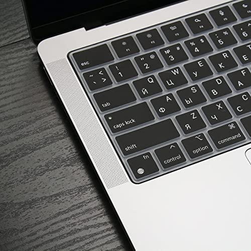 ProElife Russian Keyboard Cover for MacBook Air 13/15'' & Pro 14/16'' M5 M4 | U.S. Layout, Non-interference Design for ID Key, Dust-Proof, Silicone Protective Skin, Precision-Molded, Washable & Reusable