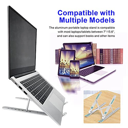 Laptop Stand - Adjustable Ergonomic Aluminum Stand, 7 Angle Anti-Slip, Compatible with 9-15.6 inch Laptops, Silver