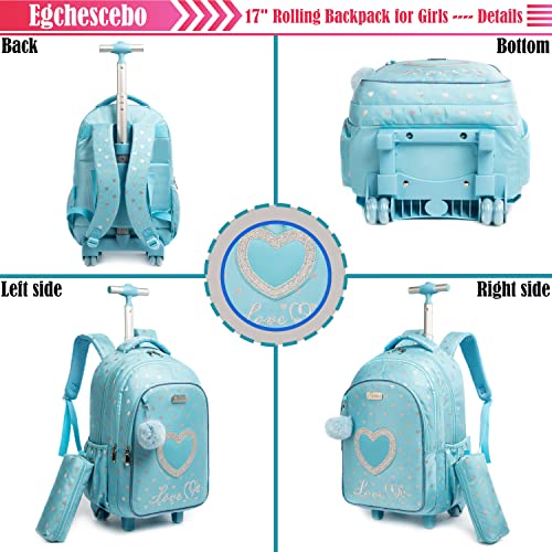 School Bags Kids Rolling Backpack for Girls Kids Luggage Suitcase With Wheels - color: Blue23-3-6