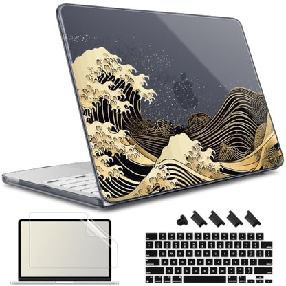 May Chen Compatible with MacBook Neo 13 inch Case 2026 Model A3404, Plastic Hard Shell,Keyboard Cover,Screen Protector,Dust Plug, for MacBook Neo 13" with A18 Pro Chip, Black Sea Wave - color: Black Sea Wave