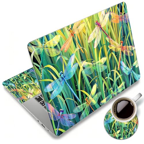 Laptop Skin Sticker Decal 12"-15.6" Universal Laptop/Notebook/Netbook Vinyl - Waterproof Scratch Resistant,Fits HP Dell Lenovo MacBook,2 Free Wrist Pads,Easy Apply & Remove,Dragonfly Thicket - color: Dragonfly Thicket