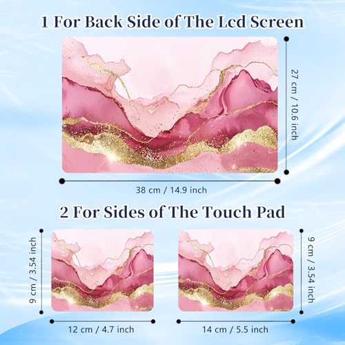Universal Laptop Protective Skin,Trim-to-Fit Vinyl Sticker for 13–16 Inch Laptop,MacBook,Tablet & Notebook,Scratch-Proof Waterproof Cover,Pink Gold Marble - color: Pink Gold Marble