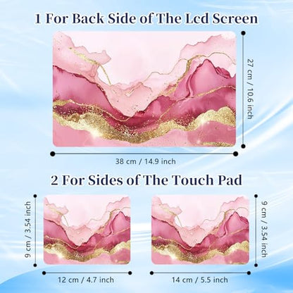 Universal Laptop Protective Skin,Trim-to-Fit Vinyl Sticker for 13–16 Inch Laptop,MacBook,Tablet & Notebook,Scratch-Proof Waterproof Cover,Pink Gold Marble - color: Pink Gold Marble