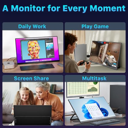 Upperizon Portable Monitor 23.8 inch 4K 3840X2160 144% sRGB 60Hz HDR HDMI USB-C Travel Monitor for Laptop MacBook PC Surface PS5 Xbox, Large External Display with Kickstand & Speakers, VESA Compatible - size: 23.8 inch