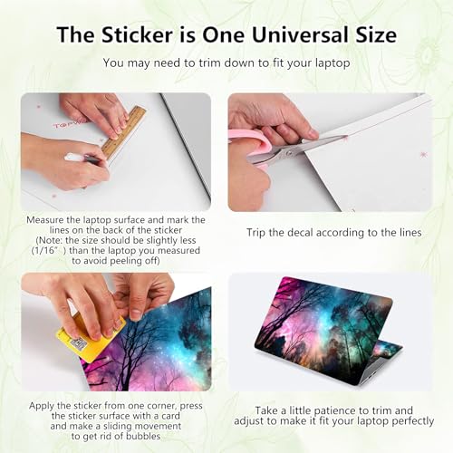 Laptop Skin Sticker Decal, Universal Reusable Vinyl Laptop Cover for 12" 13" 13.3" 14" 15" 15.4" 15.6" Notebook PC, Reusable Waterproof Scratch-Resistant with 2 Wrist Pads,Galaxy Forest Tree - color: Galaxy Forest Tree