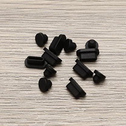 Create idea 10PCS Type-C Port Dust Plugs & 10PCS 3.5mm Headphone Plugs Silicone Protective Cover Waterproof Dustproof Stopper Cap for Laptop PC Black