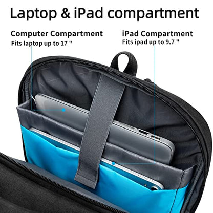 17 Inch Laptop Backpack for Travel with Backpack Rain Cover College Backpack for Men Laptop Bag with USB Charging Port,Black - color: Black With Rain Cover