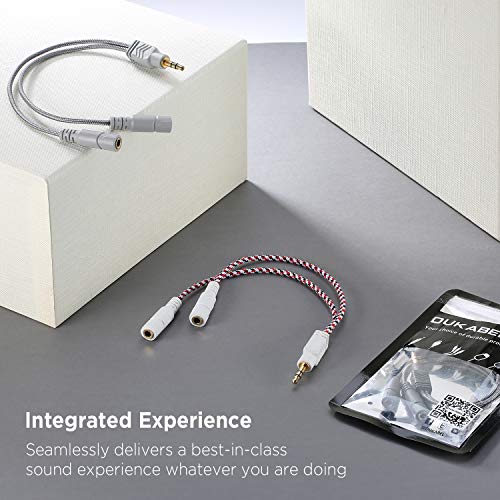 Headphone Splitter, 3.5mm Stereo 2-Way Audio Cable - 20CM / Gray | Stereo Audio Sound, Dual Headphone and Speaker Audio Output, Compatible with iPhone, iPad, Laptops, Tablets, 3.5mm devices - color: Shinning Silver, size: 9.8 inch / 25 cm