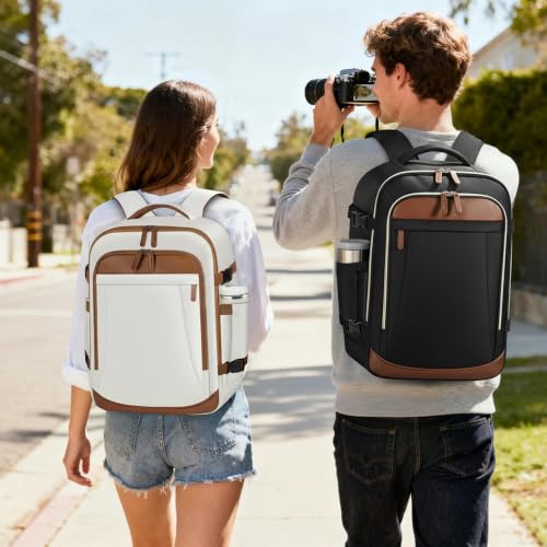 TILYMOL Travel Backpack for Women - 15.6 inch Laptop Backpack Airplane Flight Approved, Large Carry On Anti-theft Bag for Travel Work Business Weekender - color: Beige
