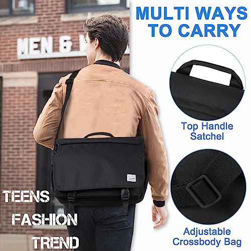 VASCHY Messenger Bag for Men,Water Resistant Casual Satchel Briefcase Fashion Work Bag Crossbody Shoulder Handbag for Women College Campus Black - color: Black