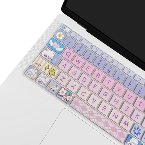 Cute Keyboard Cover for 2021 2020 MacBook Air 13 inch (Model: A2179 A2337) M1 Chip, Silicone Protective Skin, Cute Bunny - color: Cute Bunny