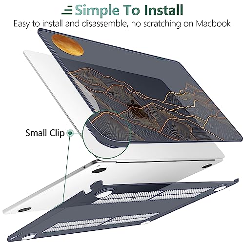 DONGKE for MacBook Air 13 Inch Case M5 2026 M4 2025 M3 M2 2024-2022 A3449 A3240 A3113 A2681, Plastic Hard Shell & Keyboard Cover & Screen Film for MacBook Air 13.6 Inch Case - Abstract Mountain - color: Abstract Mountain X692