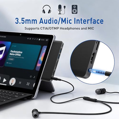 Surface Pro 12 Docking Station, Surface Pro 12 Accessories with 4K HDMI, Thunerbolt 4 Hub (4K@60Hz Display+ 40Gbps Data+ 100W Charging), 2 USB3.0, SD/TF, 3.5mm Audio for Surface Pro 12 inch 2025 - color: For Surface Pro 12