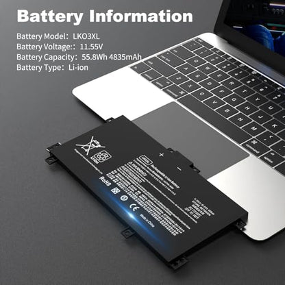LK03XL Laptop Battery Compatible with Hp Envy X360 L09281-855 916814-855 916368-421 15M-CN0XXX 15M-CN0012DX 15M-CN0011DX 15M-BP112DX 15M-CP0XXX 15-CN0XXX 17M-AE0XX 17M-AE111DX 17-AE1XX - size: 9.5 * 5.3 * 0.2 Inch LK03XL