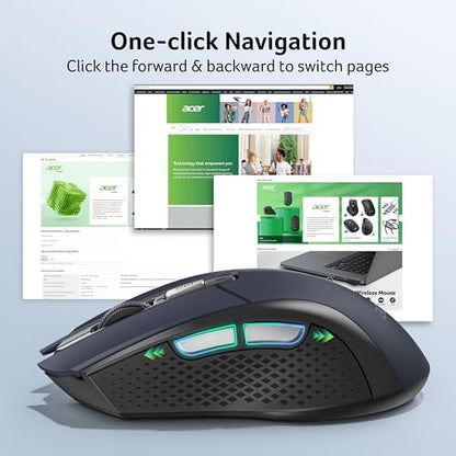 acer Wireless Mouse for Laptop, 2.4GHz Computer Mouse 5 Adjustable DPI Office Cordless USB Mice with USBA Receiver, 6 Buttons, 4000 DPI, Medium to Large Sized Hands Compatible with PC, Laptop, Desktop