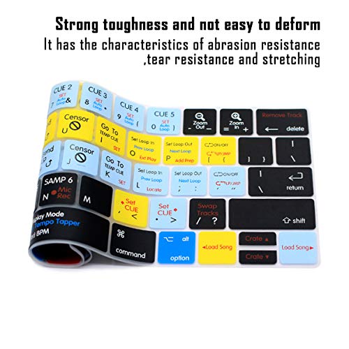 English Silicone Serato Scratch LIVE Shortcuts Hotkey Keyboard Cover Skin for MacBook Pro with Touch Bar 13-inch 15-inch(Model A2159,A1989,A1990,A1706,A1707) (2019-2016)USA Layout Protective Skin - color: Serato Scratch LIVE