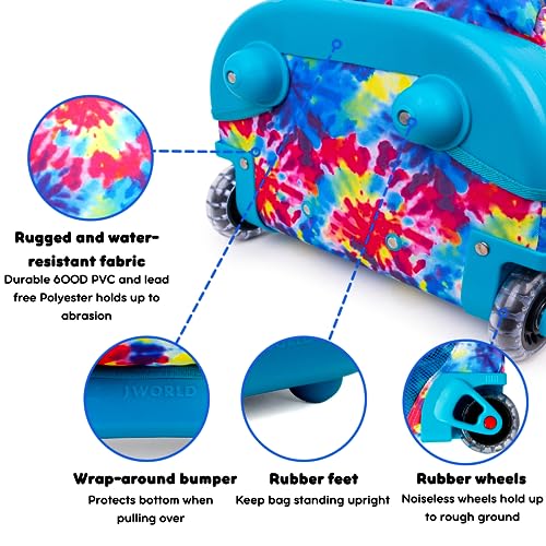 J World Sunny Rolling Backpack for Kids. Roller Bag With Wheels, Tie Dye - color: Tie Dye