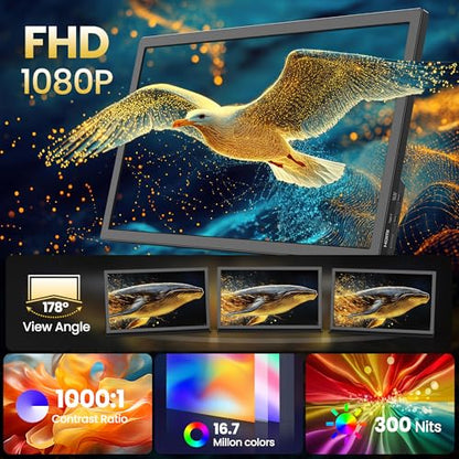 FANGOR 15.6 Inch Portable Monitor, FHD 1080P Monitor for Laptop, HDR IPS Computer Gaming Display, USB-C HDMI Screen Extender with Smart Cover for PC Laptop Phone Mac Xbox PS4/5 Switch, Dual Speaker