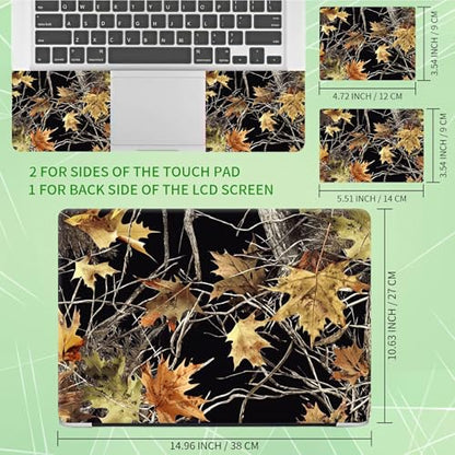 Laptop Skin Sticker Decal, Universal Protective Cover Fit 12 13 14 15.6 Inch Notebook, Reusable Water-Resistant Vinyl Decal w/ 2 Wrist Pads for Business Travel Office, Forest Leaves - color: Forest Leaves