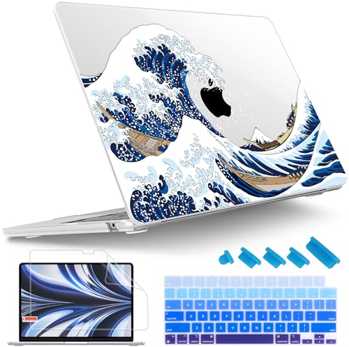 Tuiklol for MacBook Air 13 inch Case M5 2026 M4 2025 M3 2024 M2 2022 Release Model A3449 A3240 A3113 A2681,Plastic Hard Shell Cover for MacBook Air 13.6 with Touch ID, Sea Wave - color: Sea Wave