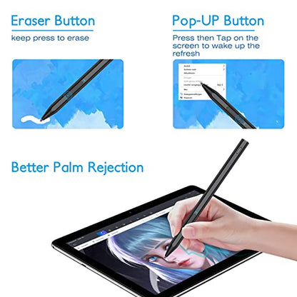 Stylus Pen for Surface, Compatible with Microsoft Surface Pro X/9/8/7/6/5/4/3/Surface Laptop 5/4/3/2/1/go 3/2/1/Book 2/1/Studio, Magnetic Adsorption, Palm Rejection and Tilt Digital Pen - Black - color: Black