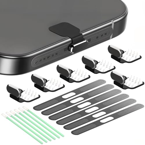 USB C Dust Plug with Speaker Dust Cover for iPhone 15/16 Pro,Plus,Pro Max | 6 Pack USB C Plug Cover, Anti-Lost USB C Charging Port Protector Cover