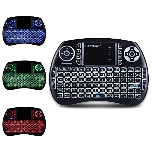 iPazzPort (Upgrade Mini Bluetooth Keyboard with Touchpad Handheld, Backlit Mini Wireless Keyboard with 2.4G USB Dongle for Android TV Box/FireStick/Laptop/PC 21SM