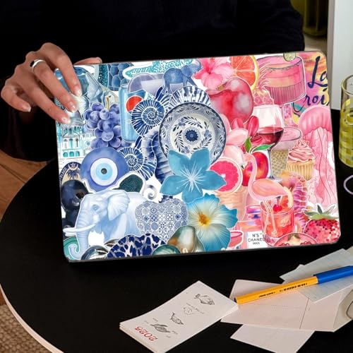 for MacBook Neo Case 13 inch 2026 A18 Pro (A3404), Anti-Scratch Protective Pattern Hard Shell Case, Trendy Laptop Cover with Keyboard Cover+Screen Film+Trackpad Film,Blue Pink Escape ﻿ - color: Blue Pink Escape