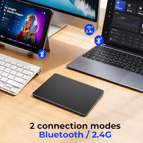 Wireless Trackpad for Windows 11/10 & Mac - Bluetooth & 2.4G Multi-Device Touchpad with 4-Finger Gestures, 7” Large Metal Surface, Physical Clicks, Type-C Fast Charging, 50H Battery, for PC Laptop Desktop
