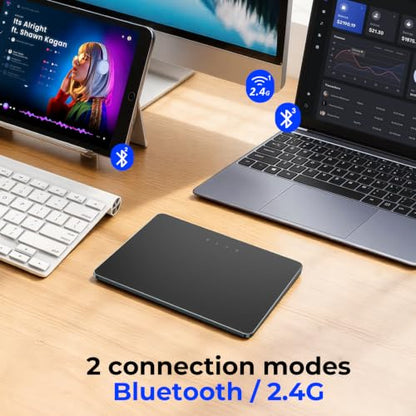 Wireless Trackpad for Windows 11/10 & Mac - Bluetooth & 2.4G Multi-Device Touchpad with 4-Finger Gestures, 7” Large Metal Surface, Physical Clicks, Type-C Fast Charging, 50H Battery, for PC Laptop Desktop