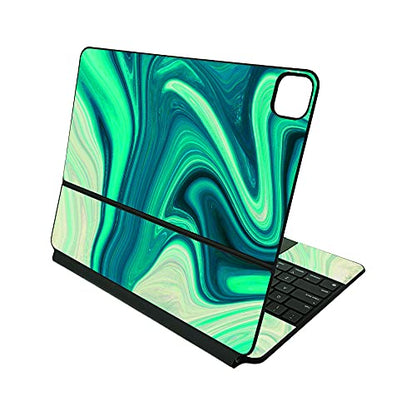 MightySkins Skin Compatible with Apple Magic Keyboard for iPad Pro 12.9" (3rd-6th Generation) - Aqua Swirl | Protective, Durable, and Unique Vinyl Decal wrap Cover | Easy to Apply | Made in The USA - color: Aqua Swirl